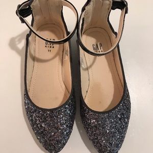 Gap Black Silver Sparkle Glitter Flats 11